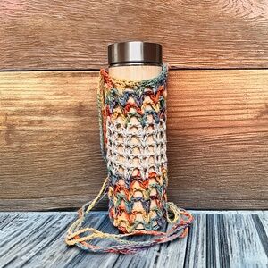 Crochet Water Bottle Holder Crossbody Bag | Festival Bottle Sling | Handmade